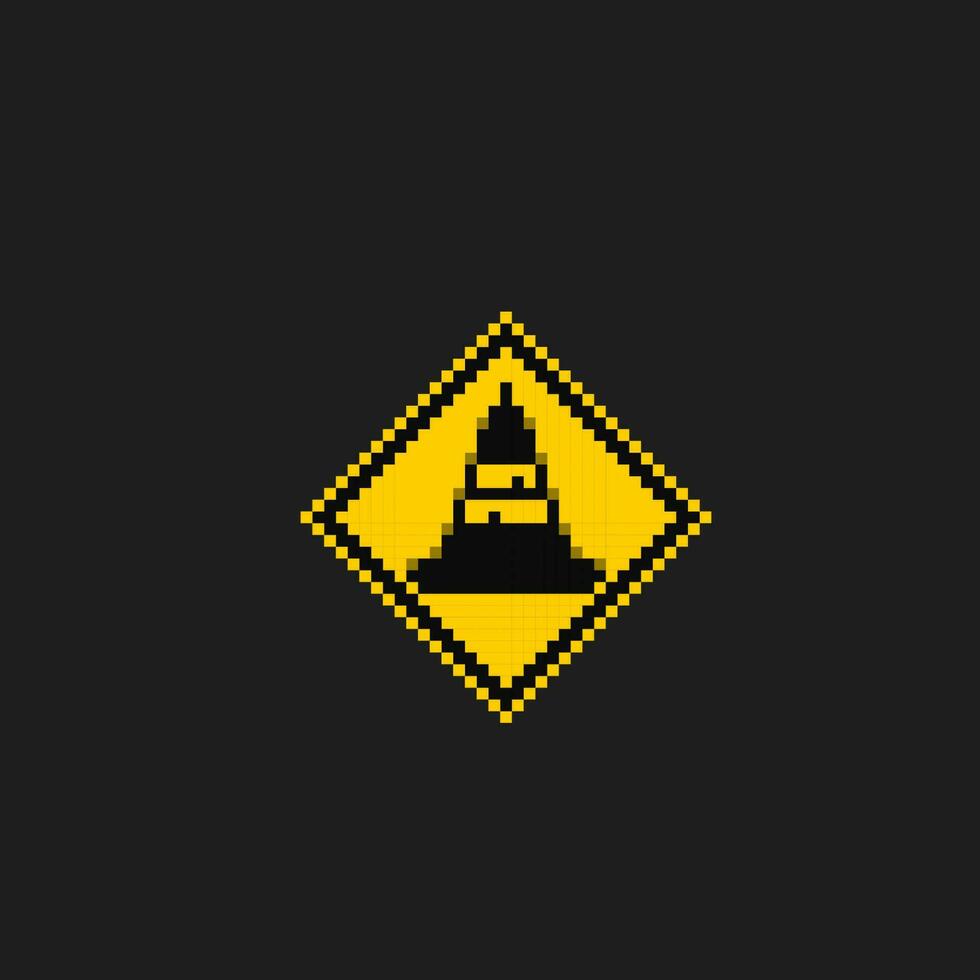 street cone mark in pixel art style vector