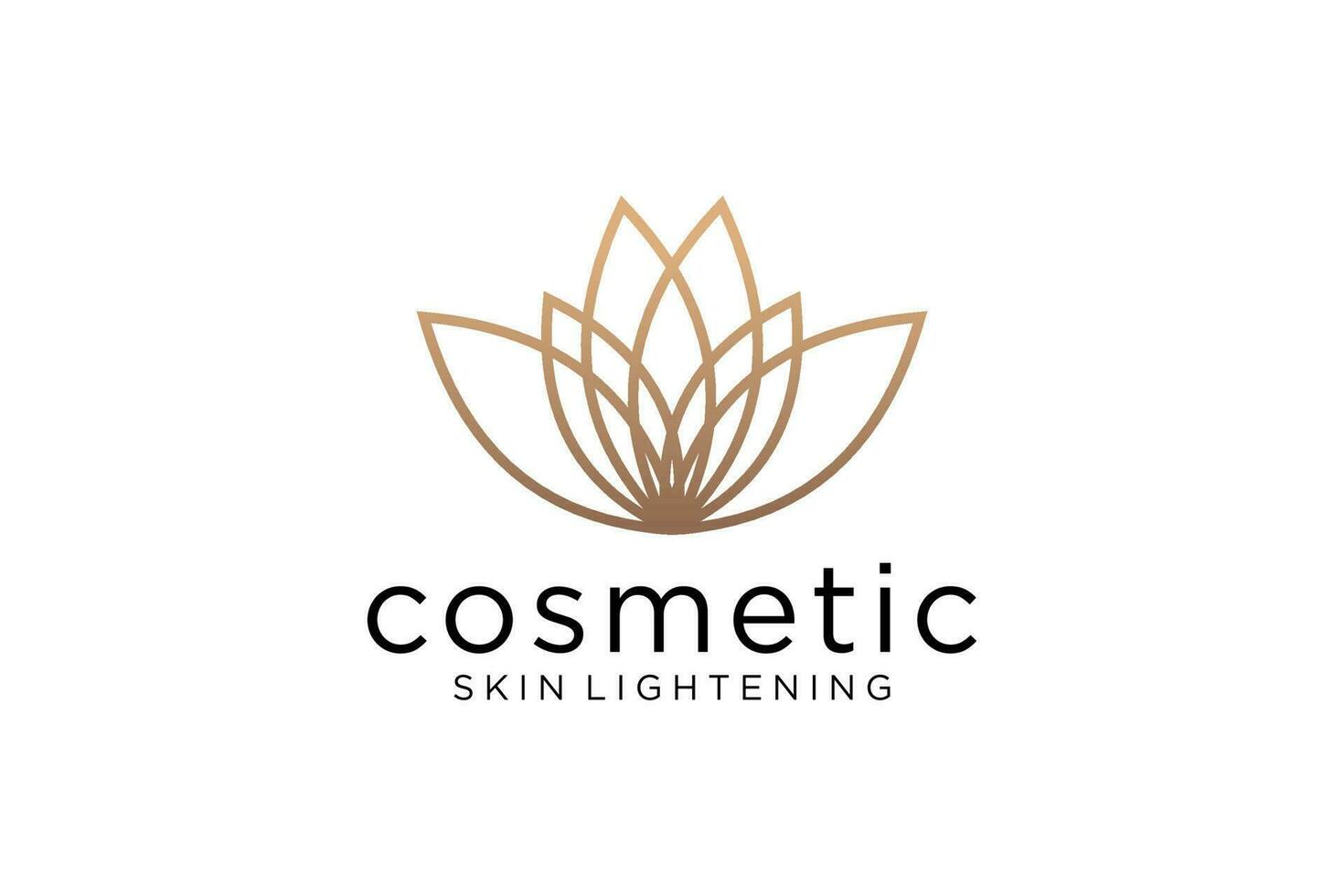 Lotus flower logo. Vector design template of lotus icons on white background in flat and outline style with golden  for eco, beauty, spa, yoga, medical companies.