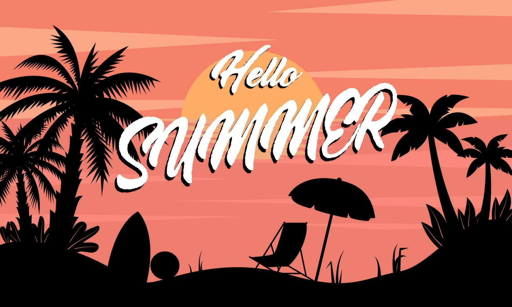 Summer time fun concept design. Creative background of panoramic landscape of sea and beach summer sale post template. vector