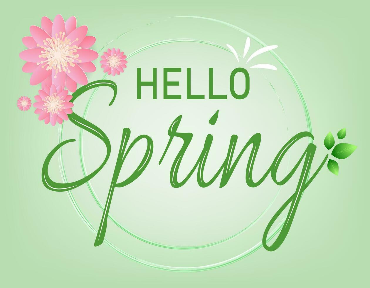 Hello spring banner. Trendy texture. Season vocation, weekend, holiday logo. Spring Time Wallpaper. Happy spring Day. Spring vector Lettering text. Fashionable styling. Flower vector.