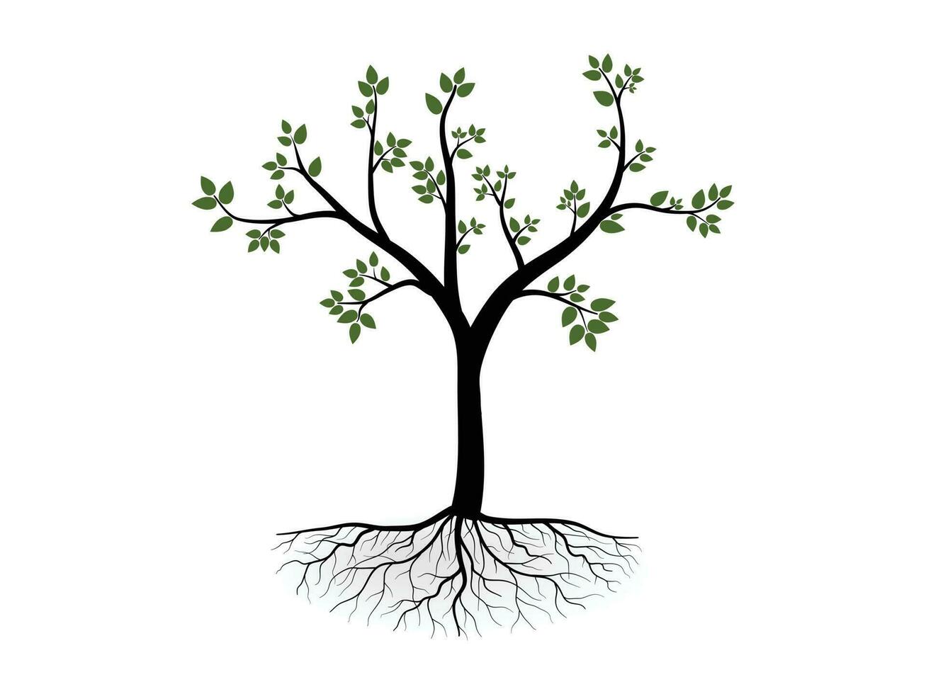el grande árbol con verde hojas Mira hermosa y refrescante. árbol y raíces logo concepto. lata ser usado para tu trabajar. vector