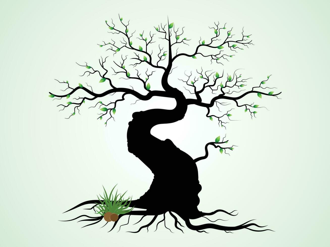 The Big Tree with green leaves look beautiful and refreshing. Tree and roots LOGO concept. Can be used for your work. vector