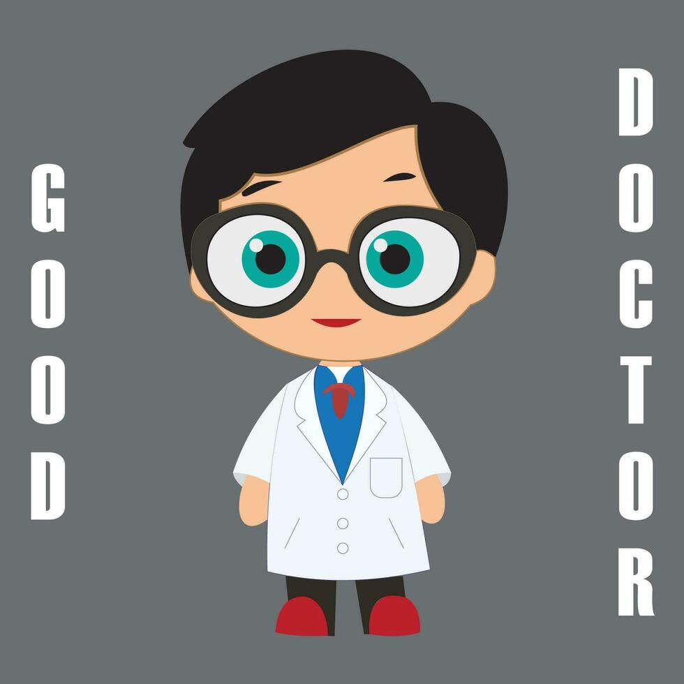 chibi el bueno docter mini linda 2d vector ilustración