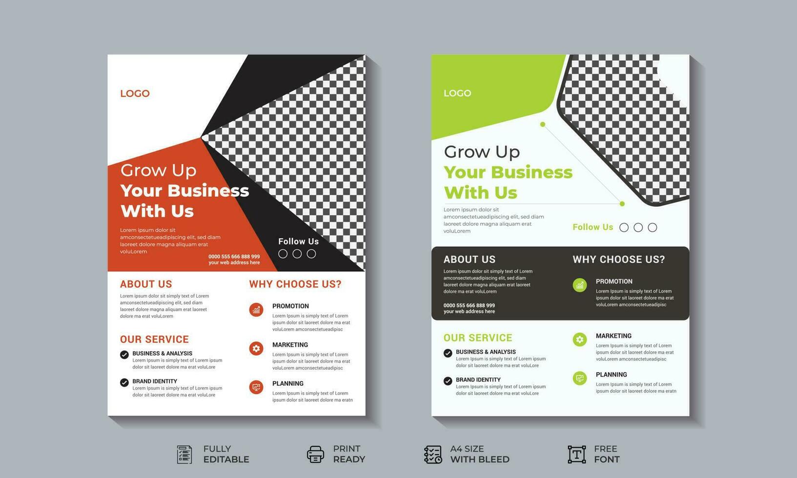 Grow up your business corporate business flyer social media post template design. vector