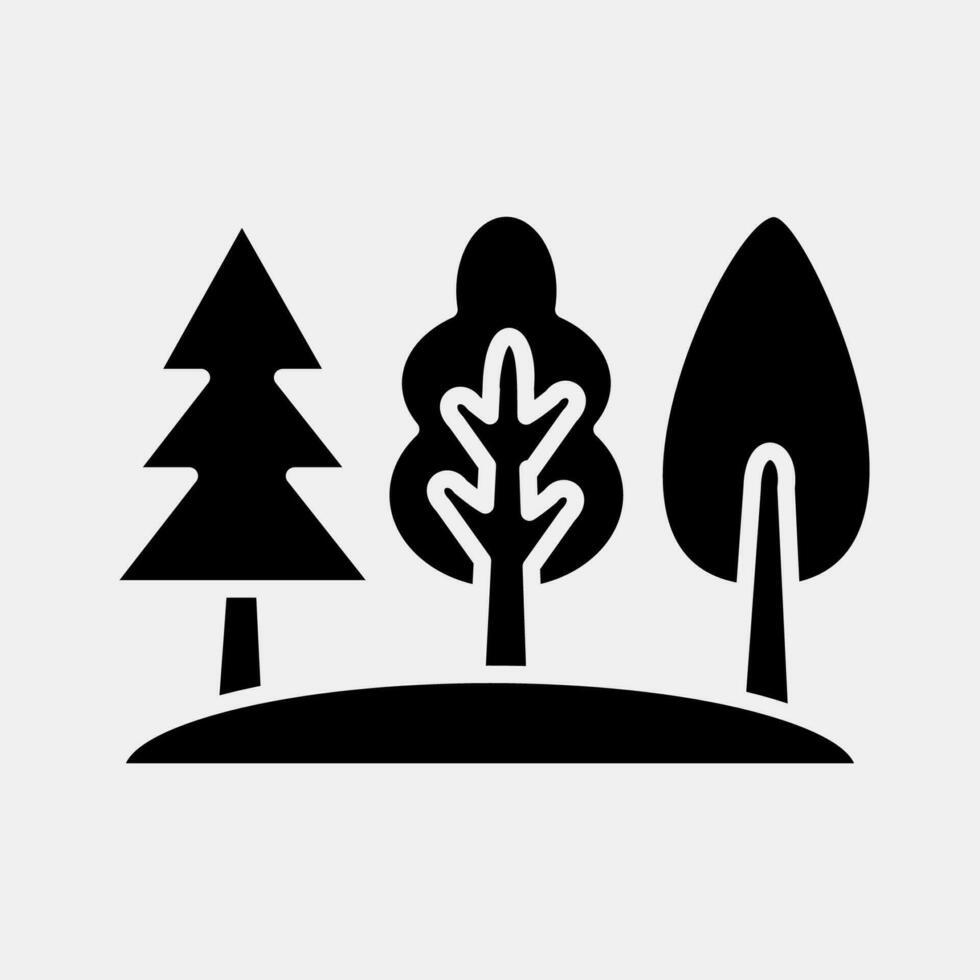 Icon forest. Camping and adventure elements. Icons in glyph style. Good for prints, posters, logo, advertisement, infographics, etc. vector