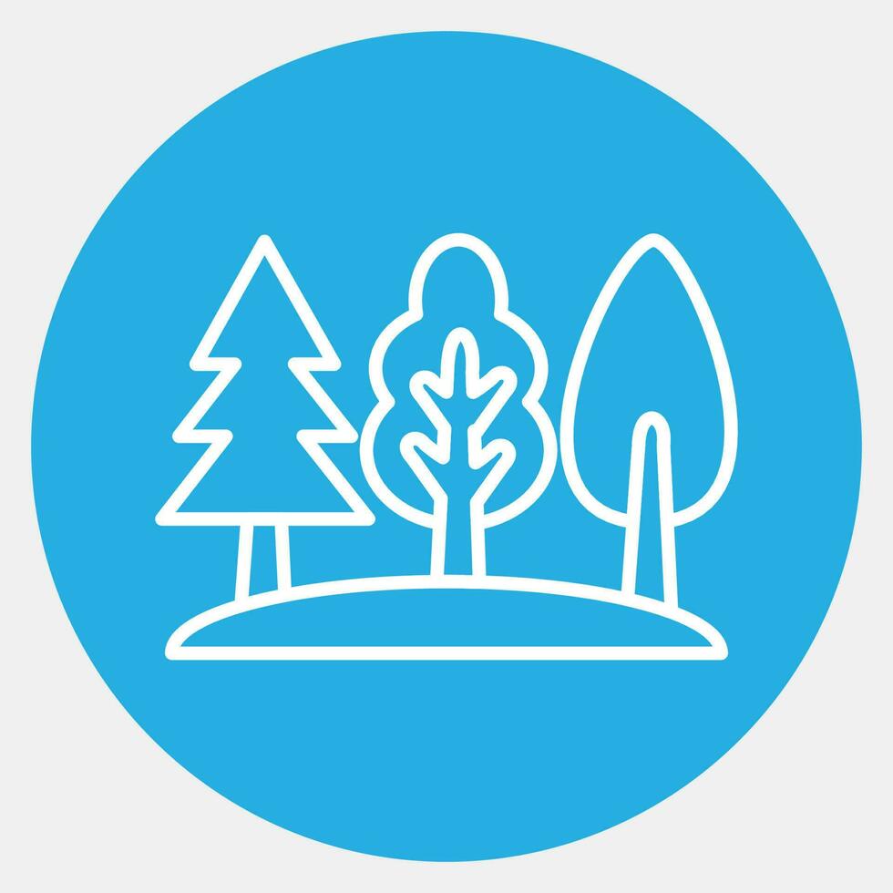 Icon forest. Camping and adventure elements. Icons in blue round style. Good for prints, posters, logo, advertisement, infographics, etc. vector