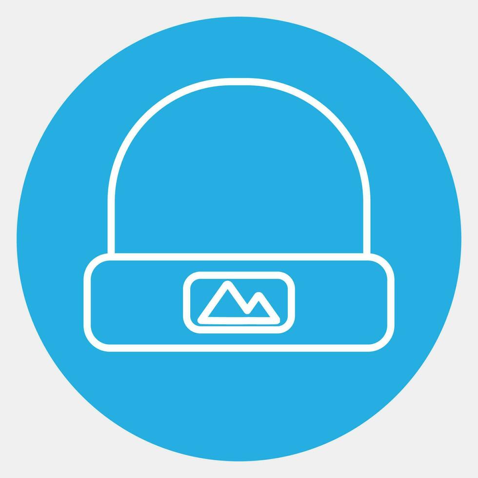 icono gorra. cámping y aventuras elementos. íconos en azul redondo estilo. bueno para huellas dactilares, carteles, logo, anuncio publicitario, infografía, etc. vector