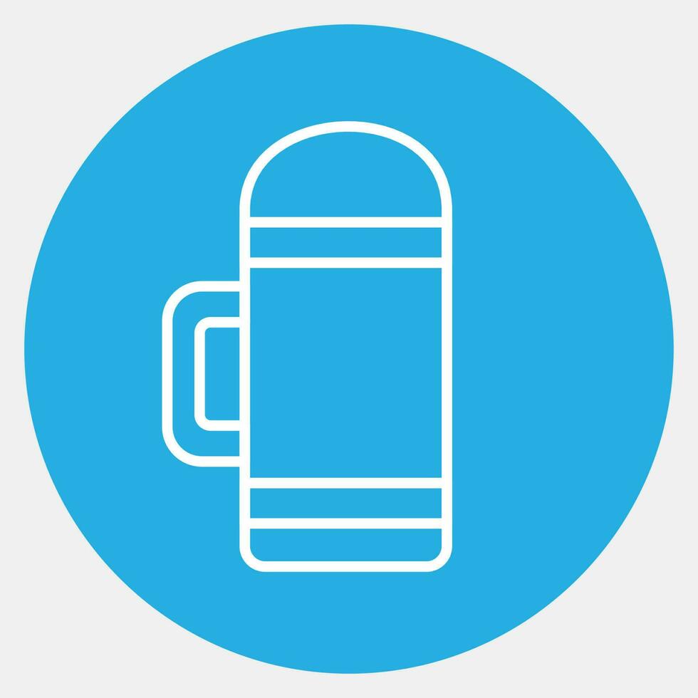 Icon thermos. Camping and adventure elements. Icons in blue round style. Good for prints, posters, logo, advertisement, infographics, etc. vector