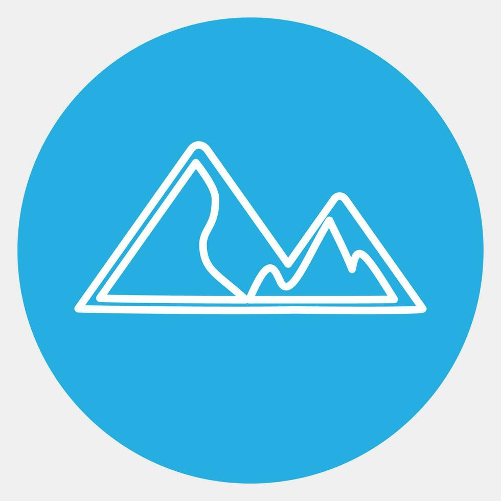 Icon mountains. Camping and adventure elements. Icons in blue round style. Good for prints, posters, logo, advertisement, infographics, etc. vector