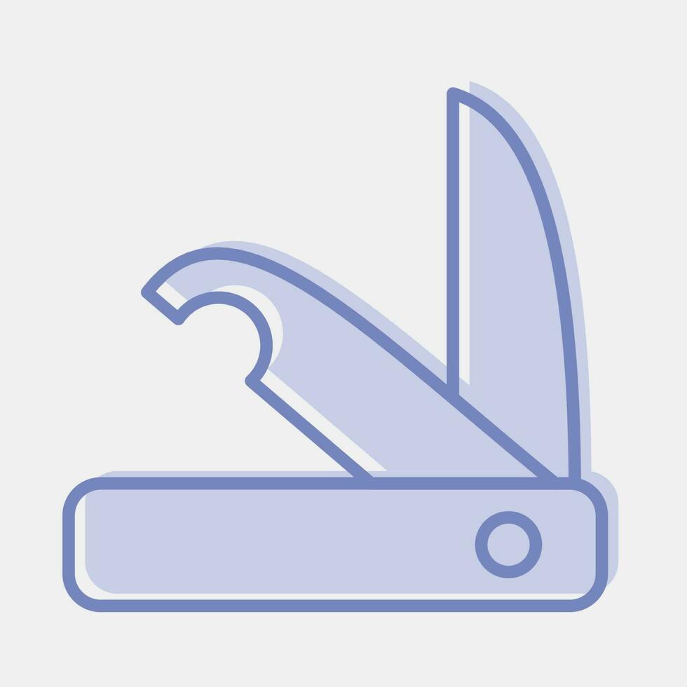 Icon clasp knife. Camping and adventure elements. Icons in two tone style. Good for prints, posters, logo, advertisement, infographics, etc. vector
