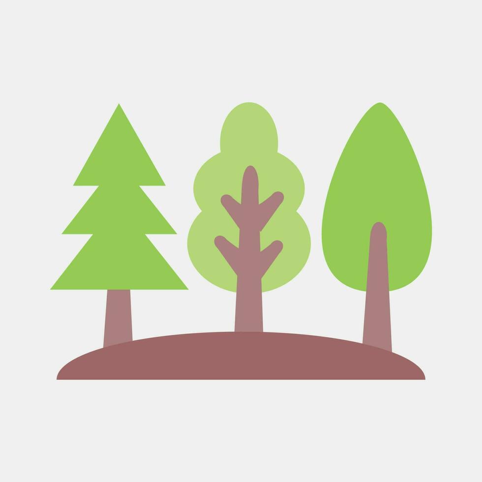 Icon forest. Camping and adventure elements. Icons in flat style. Good for prints, posters, logo, advertisement, infographics, etc. vector