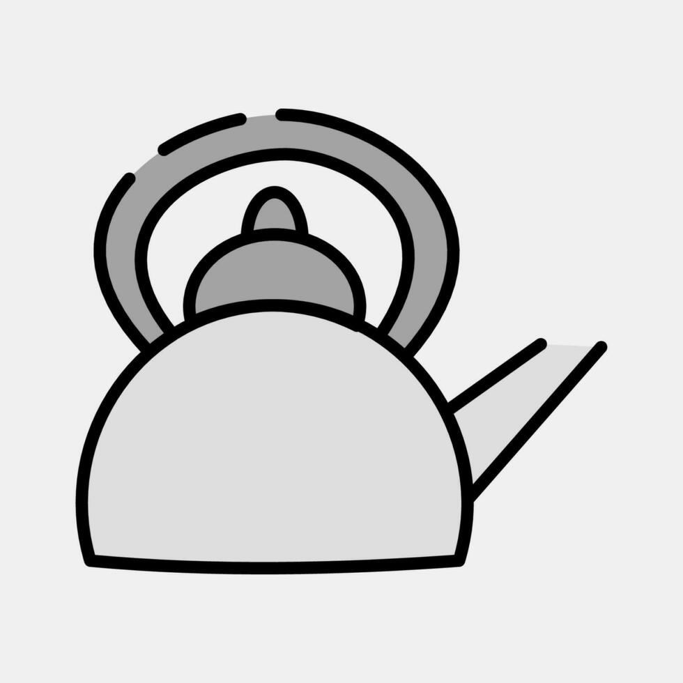 Icon kettle. Camping and adventure elements. Icons in filled line style. Good for prints, posters, logo, advertisement, infographics, etc. vector