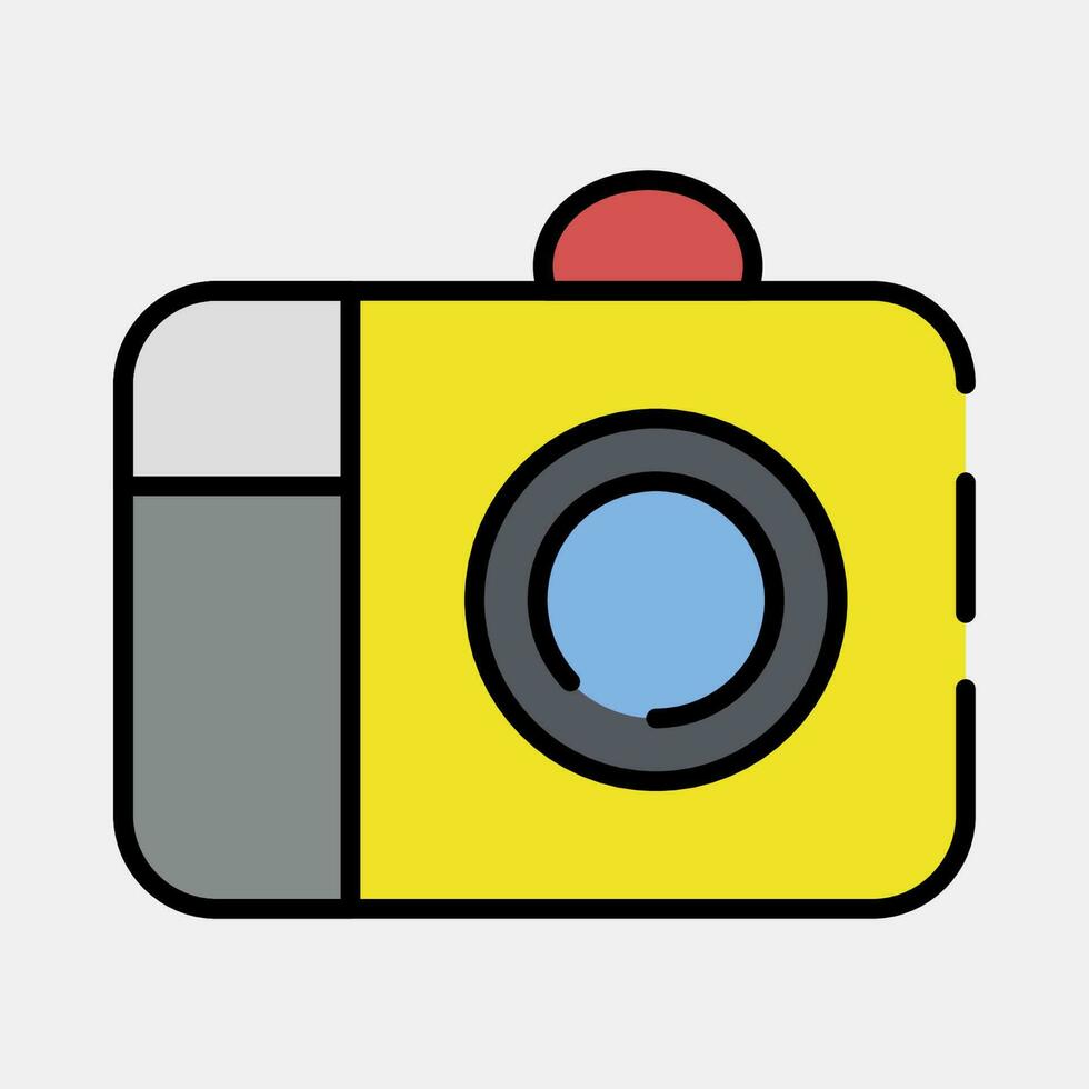 Icon camera. Camping and adventure elements. Icons in filled line style. Good for prints, posters, logo, advertisement, infographics, etc. vector