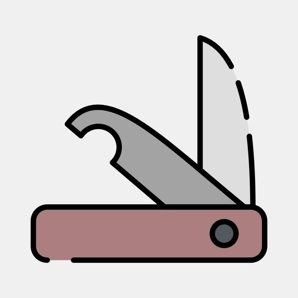 Icon clasp knife. Camping and adventure elements. Icons in filled line style. Good for prints, posters, logo, advertisement, infographics, etc. vector