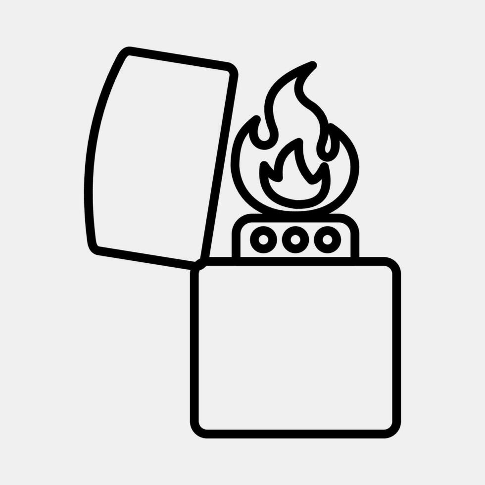 Icon lighter. Camping and adventure elements. Icons in line style. Good for prints, posters, logo, advertisement, infographics, etc. vector