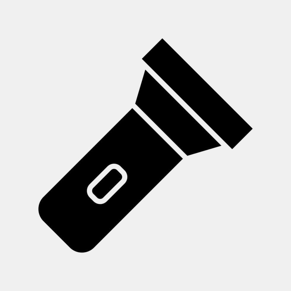 Icon pocket torch. Camping and adventure elements. Icons in glyph style. Good for prints, posters, logo, advertisement, infographics, etc. vector