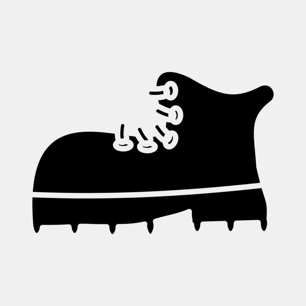 icono zapatos. cámping y aventuras elementos. íconos en glifo estilo. bueno para huellas dactilares, carteles, logo, anuncio publicitario, infografía, etc. vector