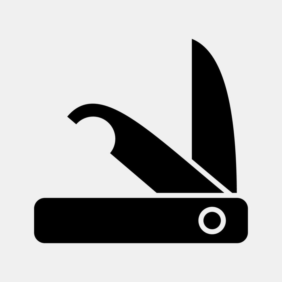Icon clasp knife. Camping and adventure elements. Icons in glyph style. Good for prints, posters, logo, advertisement, infographics, etc. vector
