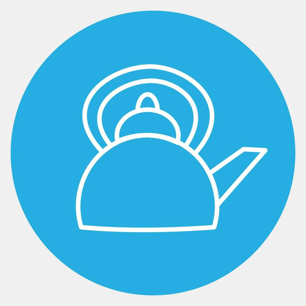 Icon kettle. Camping and adventure elements. Icons in blue round style. Good for prints, posters, logo, advertisement, infographics, etc. vector