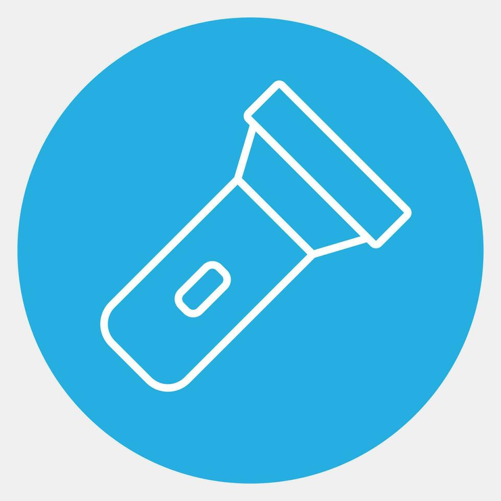 Icon pocket torch. Camping and adventure elements. Icons in blue round style. Good for prints, posters, logo, advertisement, infographics, etc. vector
