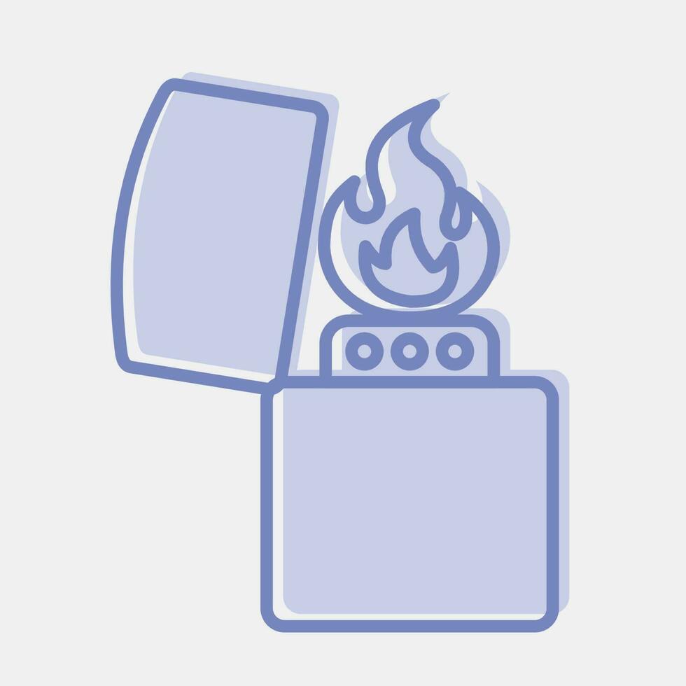 Icon lighter. Camping and adventure elements. Icons in two tone style. Good for prints, posters, logo, advertisement, infographics, etc. vector