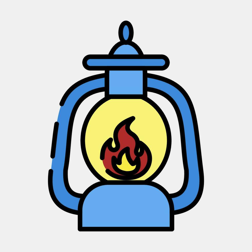 Icon lantern. Camping and adventure elements. Icons in filled line style. Good for prints, posters, logo, advertisement, infographics, etc. vector