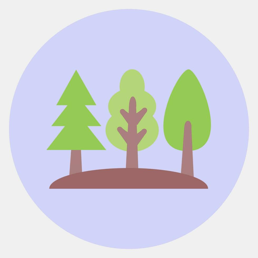 Icon forest. Camping and adventure elements. Icons in color mate style. Good for prints, posters, logo, advertisement, infographics, etc. vector