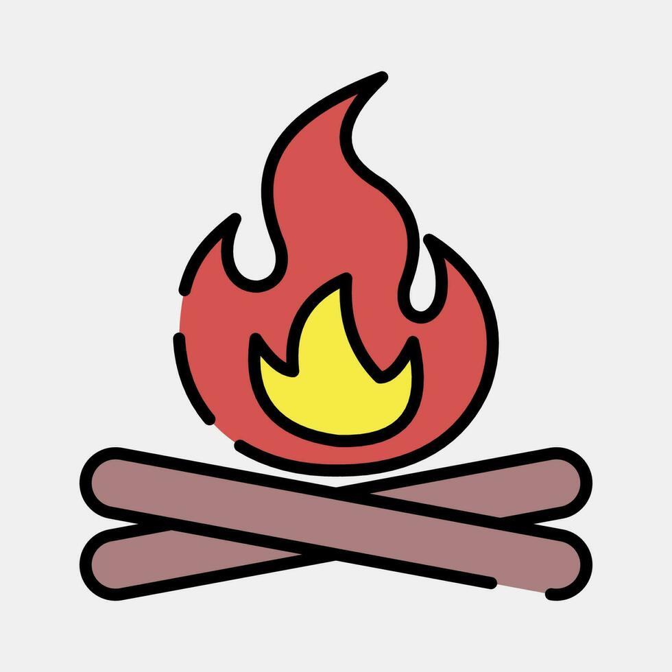 Icon campfire. Camping and adventure elements. Icons in filled line style. Good for prints, posters, logo, advertisement, infographics, etc. vector