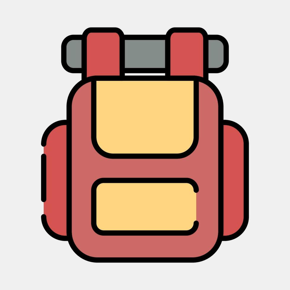 Icon backpack. Camping and adventure elements. Icons in filled line style. Good for prints, posters, logo, advertisement, infographics, etc. vector