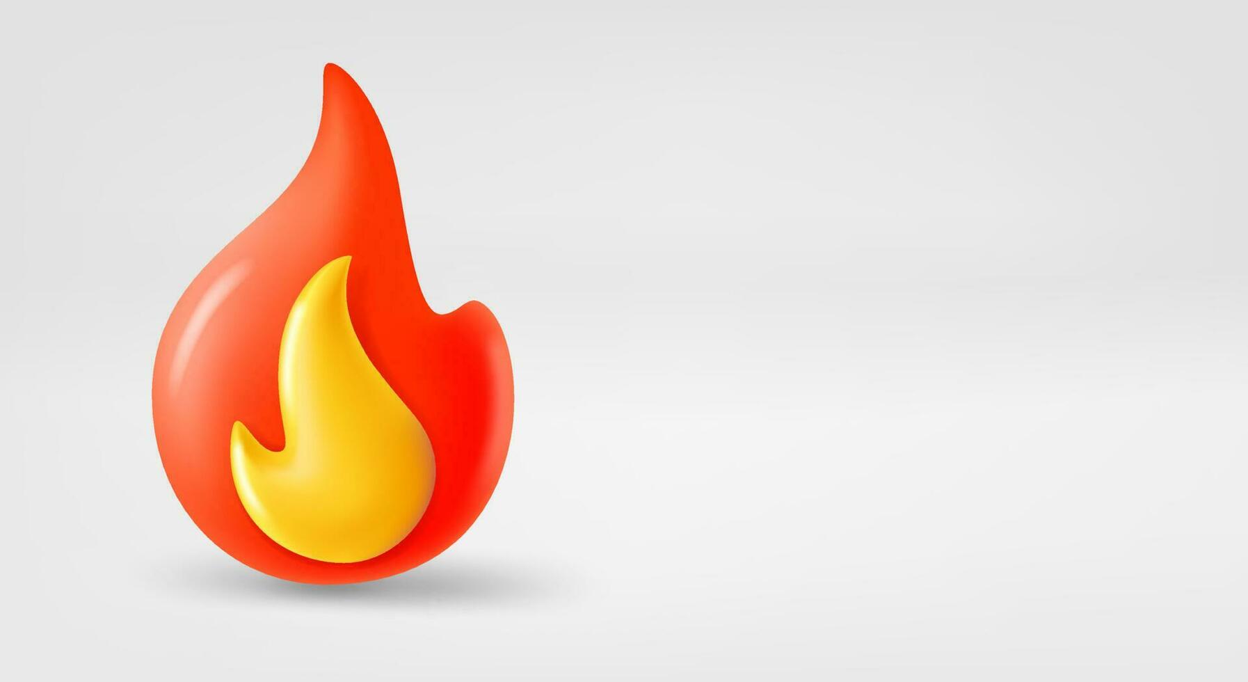 Hot red flame. 3d vector banner with copy space