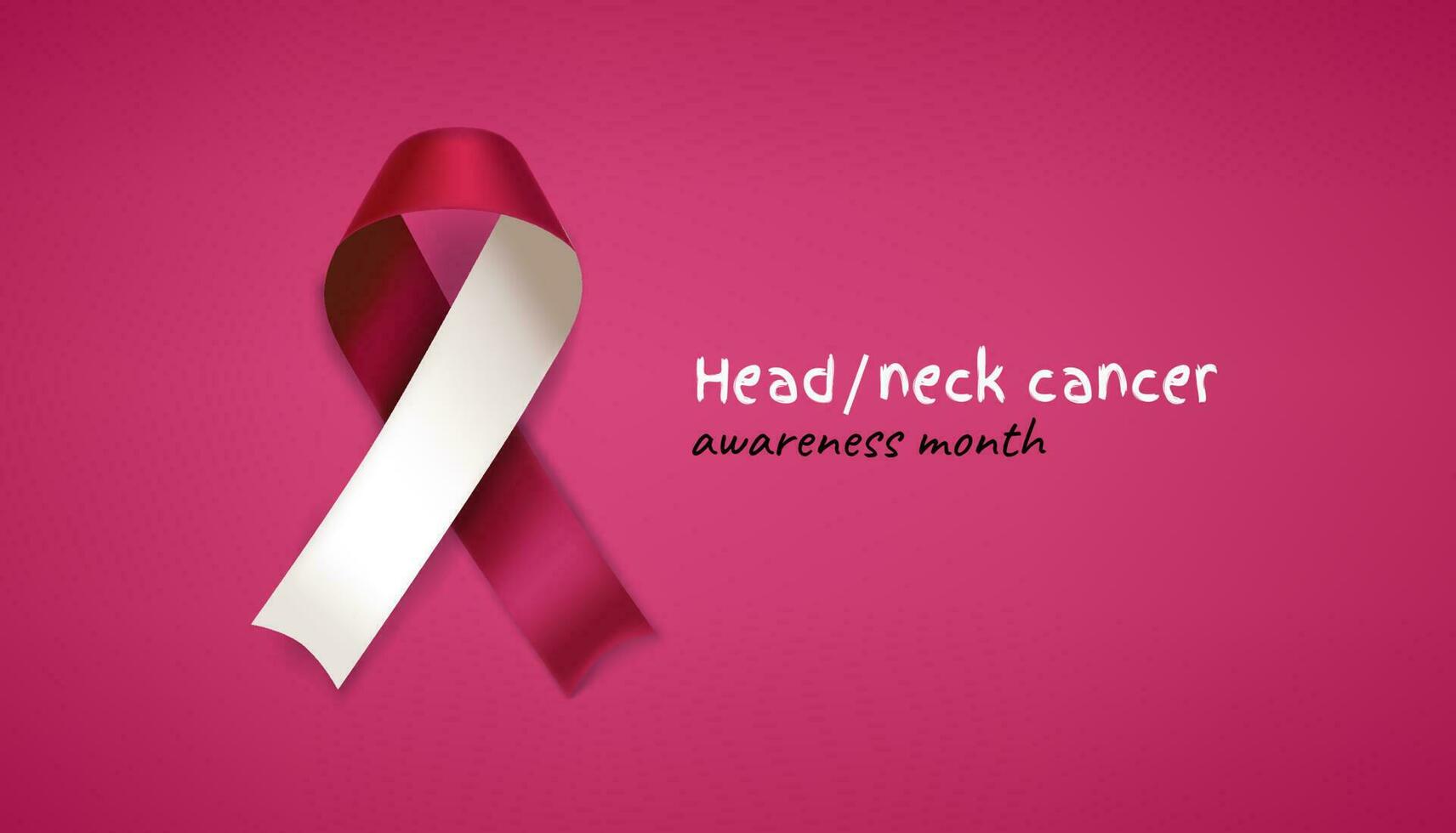Head and neck cancer awareness month banner. Burgundy and ivory ribbon vector
