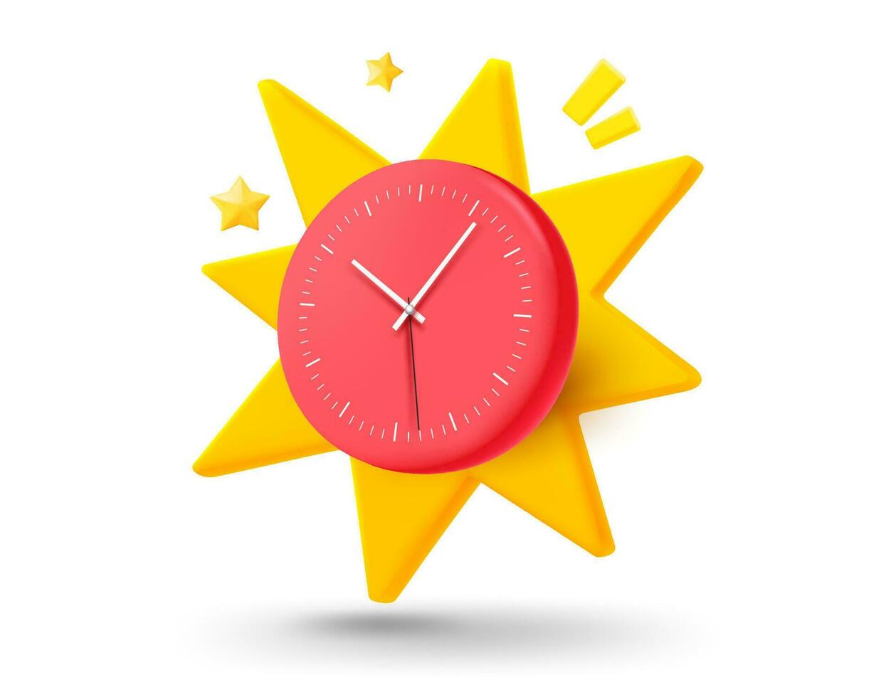 Clock with explosion effect. 3d vector mobile application icon with notification