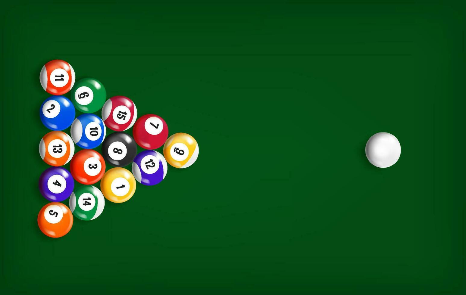 Billiard color balls arrangement. 3d vector illustration