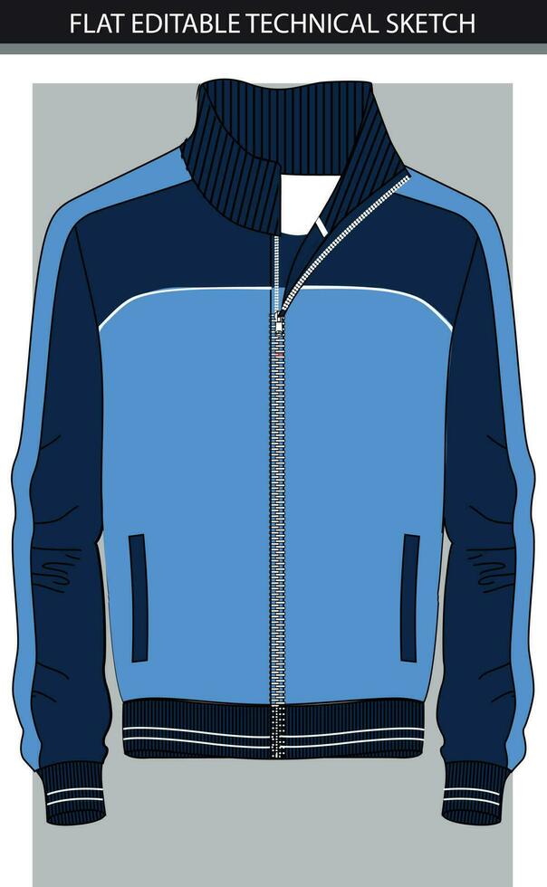 Blue sports jacket colourful flat sketch vector file.