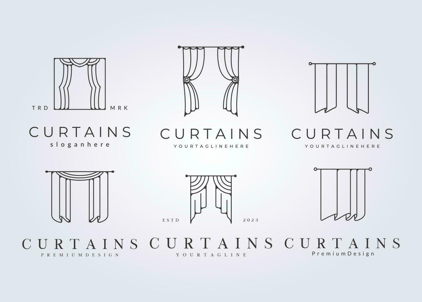 set of curtains logo sign symbol icon vector illustration template design