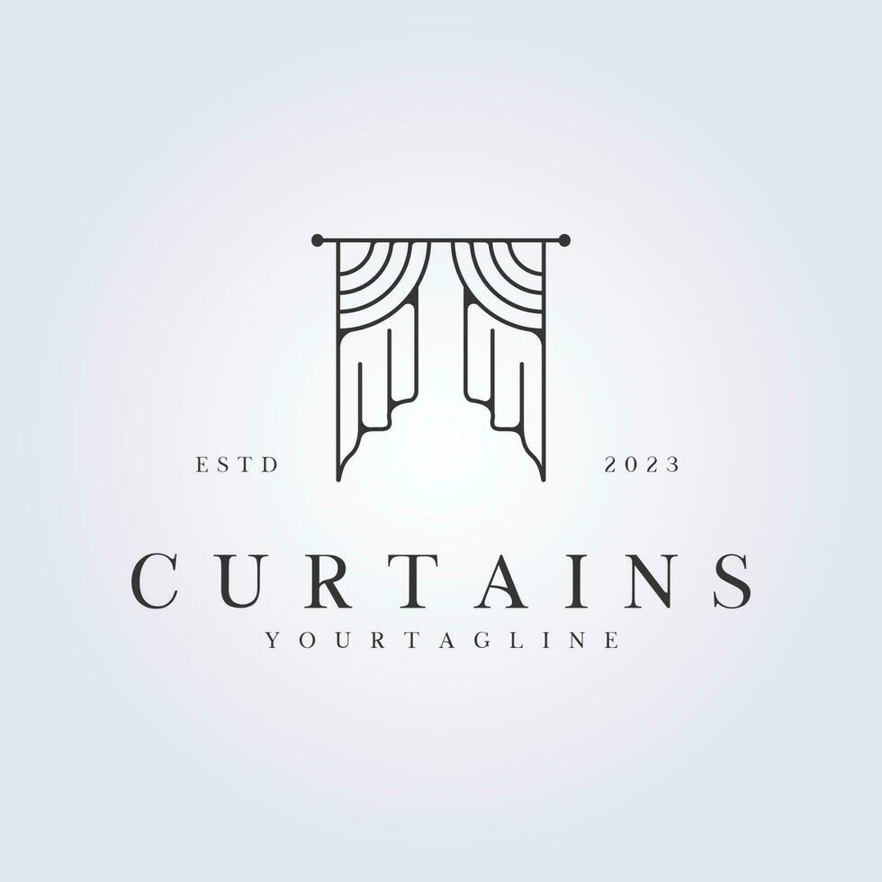 beautiful inspiration curtains template logo vector icon symbol illustration design