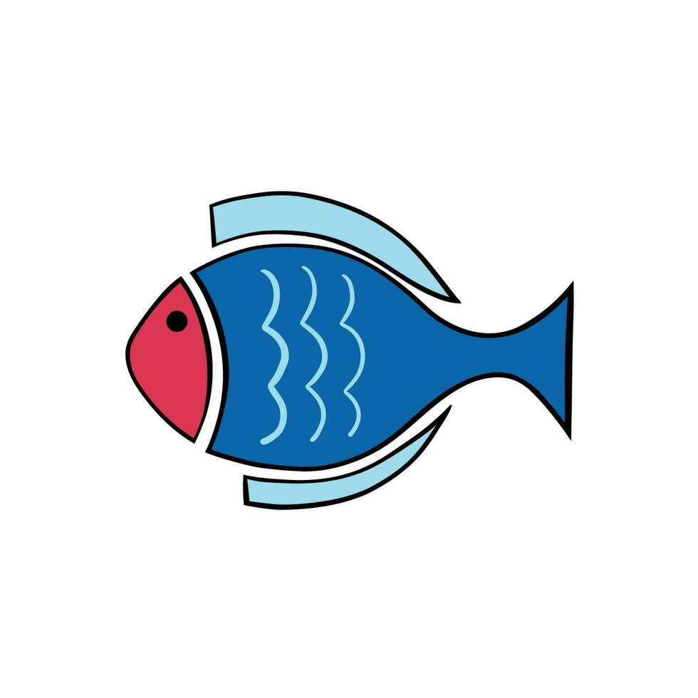 Vector aquarium fish silhouette illustration. Colorful cartoon flat aquarium fish icon for your design.