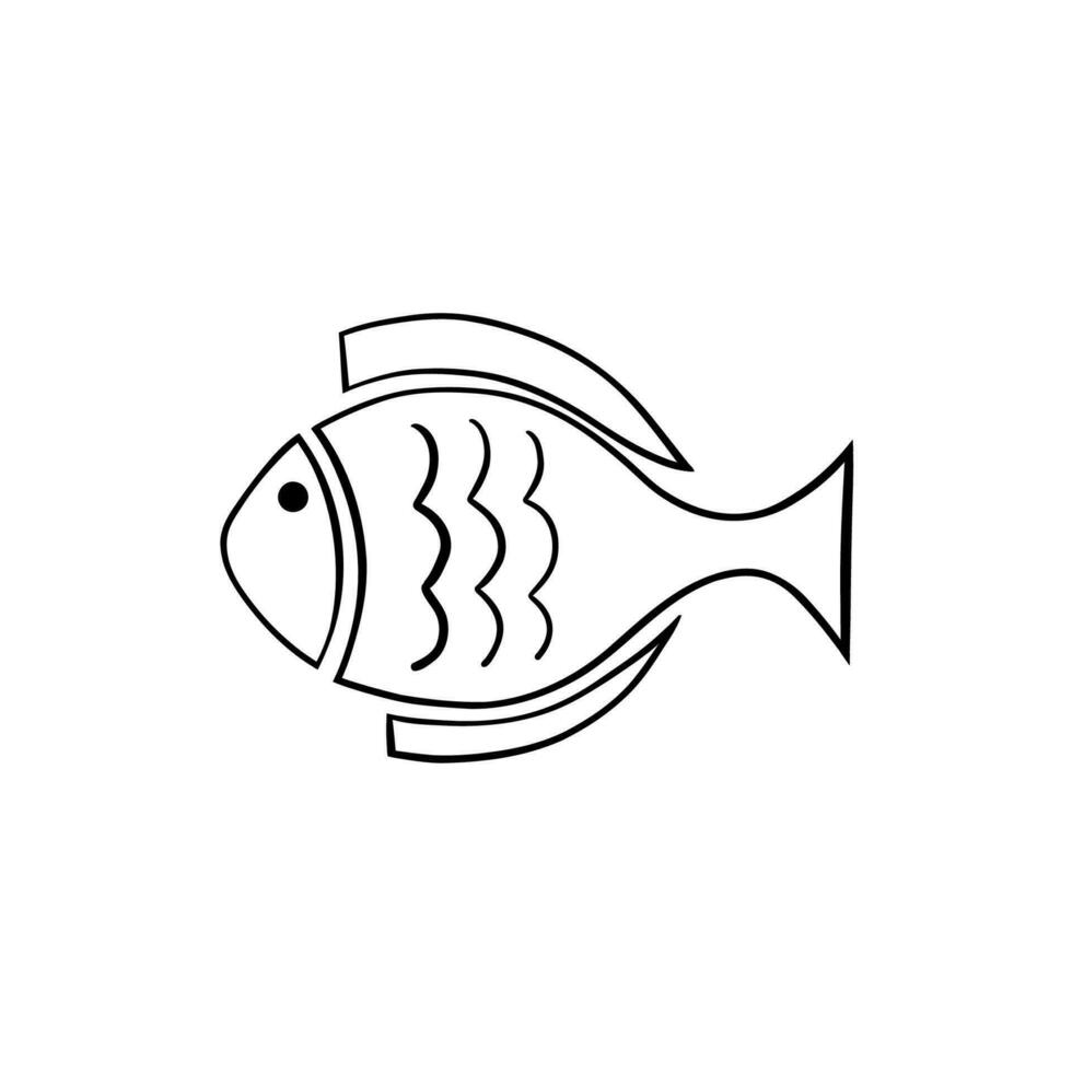 Vector aquarium fish silhouette illustration. Colorful cartoon flat aquarium fish icon for your design.