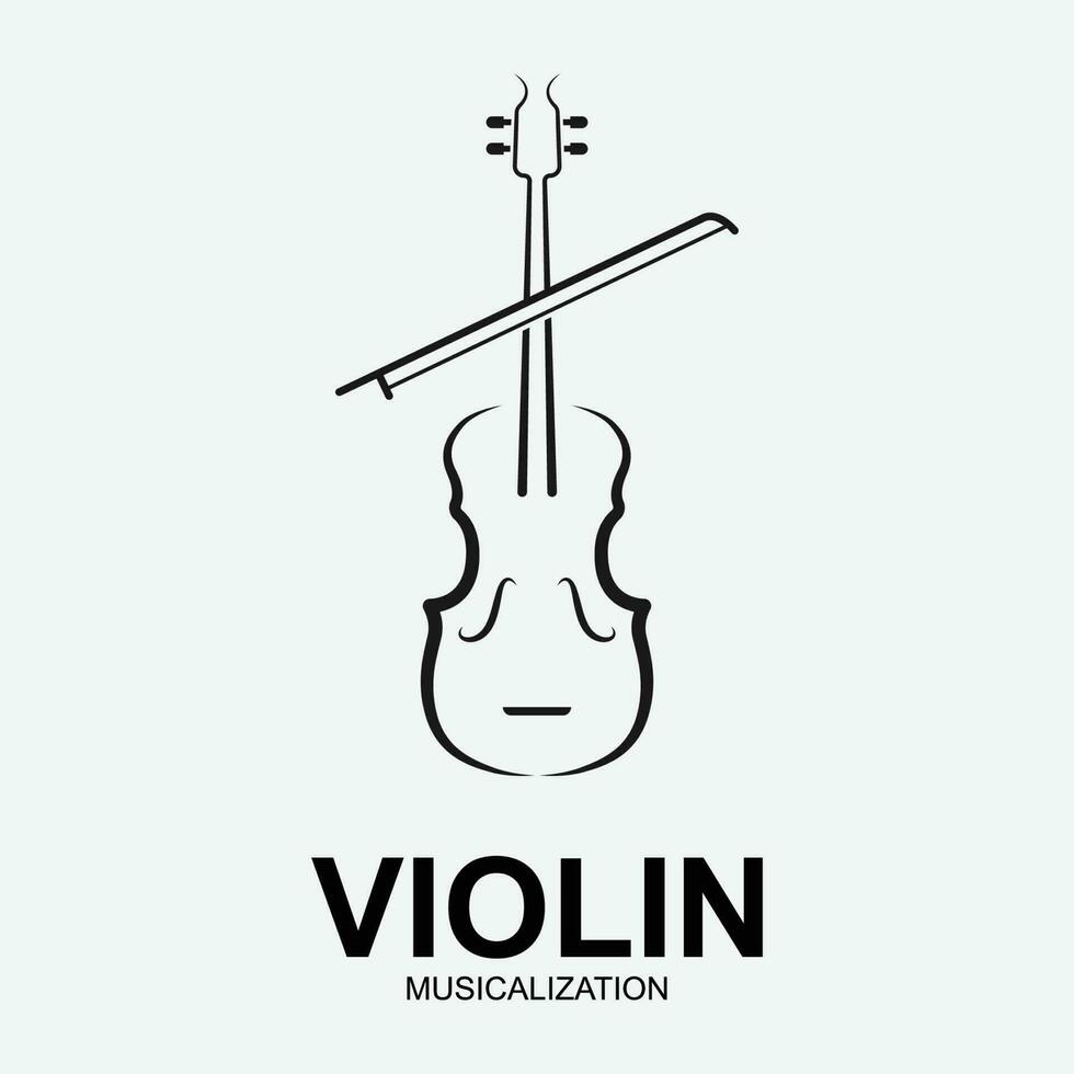 Violin Viola Fiddle Cello bass Contrabass music instrument silhouette logo design inspiration vector