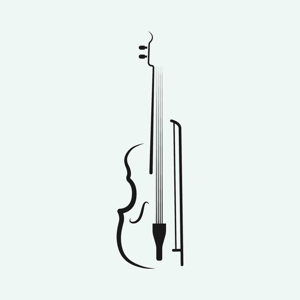 Violin Viola Fiddle Cello bass Contrabass music instrument silhouette logo design inspiration vector