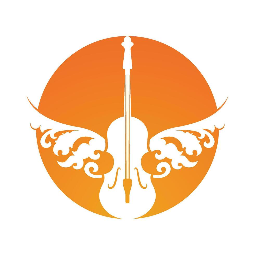 Violin Viola Fiddle Cello bass Contrabass music instrument silhouette logo design inspiration vector