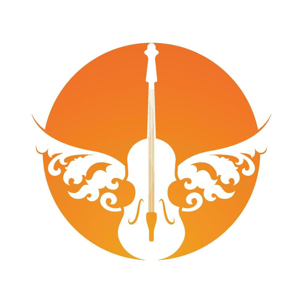 Violin Viola Fiddle Cello bass Contrabass music instrument silhouette logo design inspiration vector