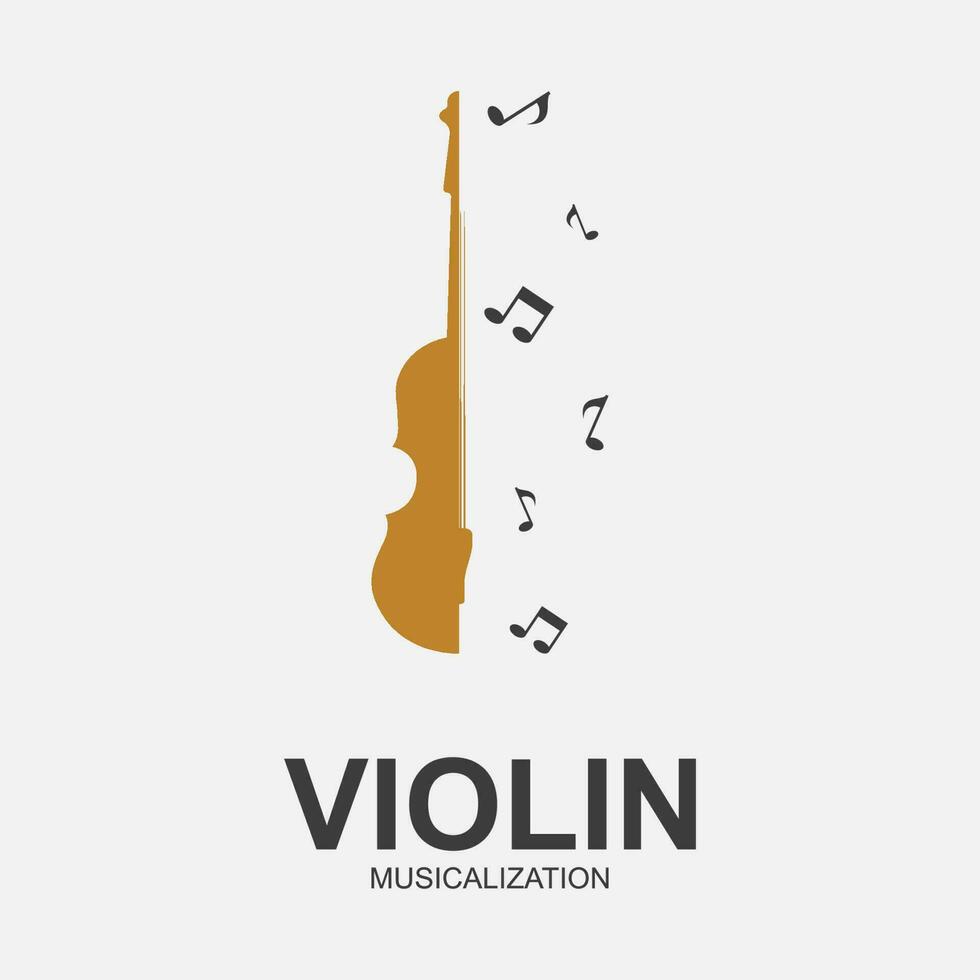 Violin Viola Fiddle Cello bass Contrabass music instrument silhouette logo design inspiration vector