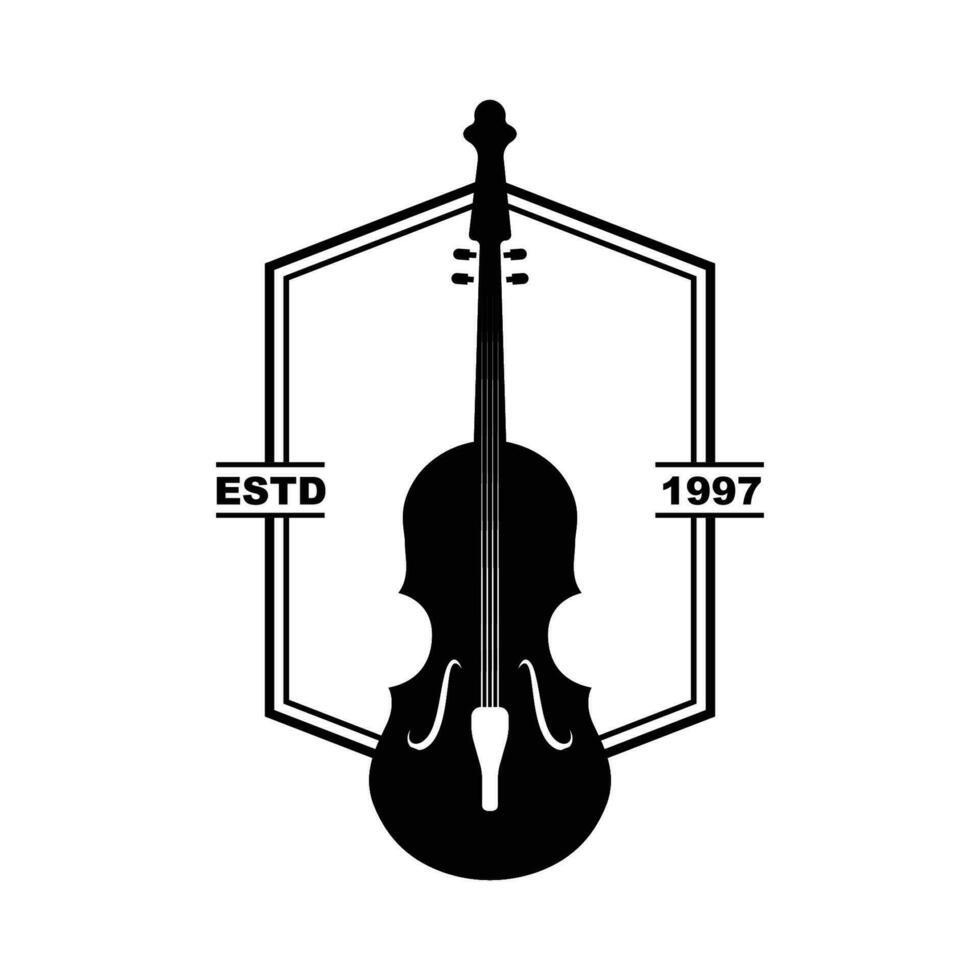 Violin Viola Fiddle Cello bass Contrabass music instrument silhouette logo design inspiration vector