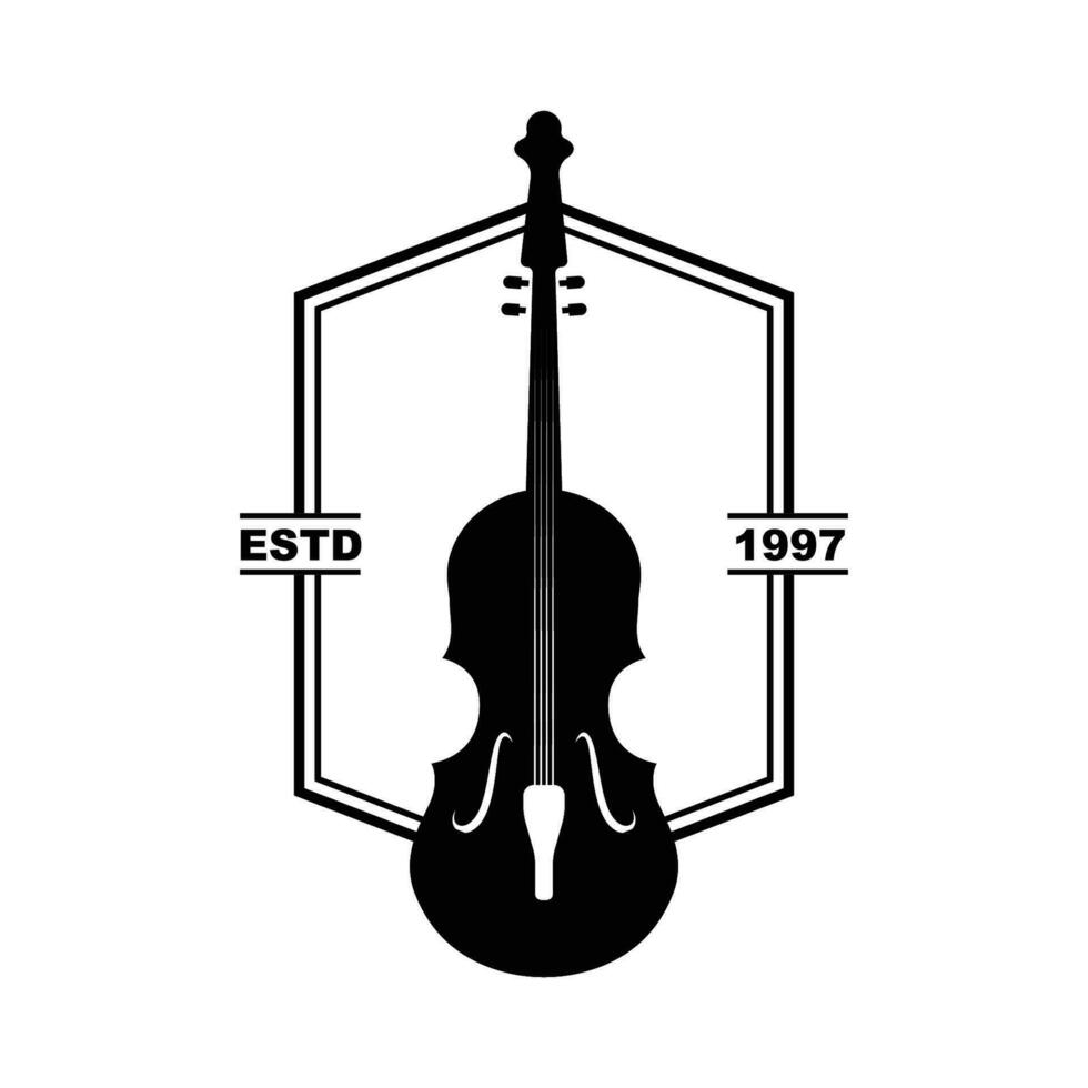 Violin Viola Fiddle Cello bass Contrabass music instrument silhouette logo design inspiration vector