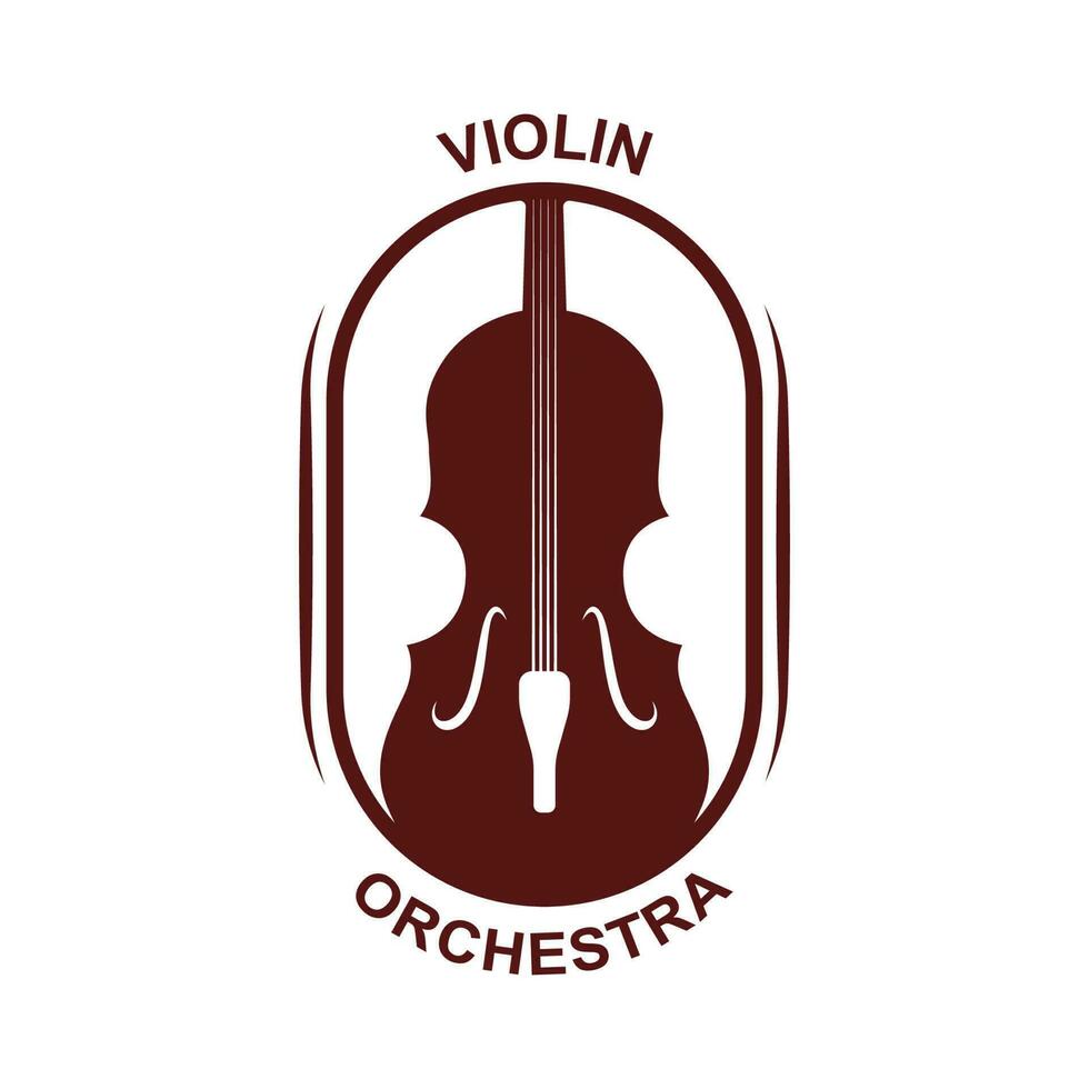Violin Viola Fiddle Cello bass Contrabass music instrument silhouette logo design inspiration vector