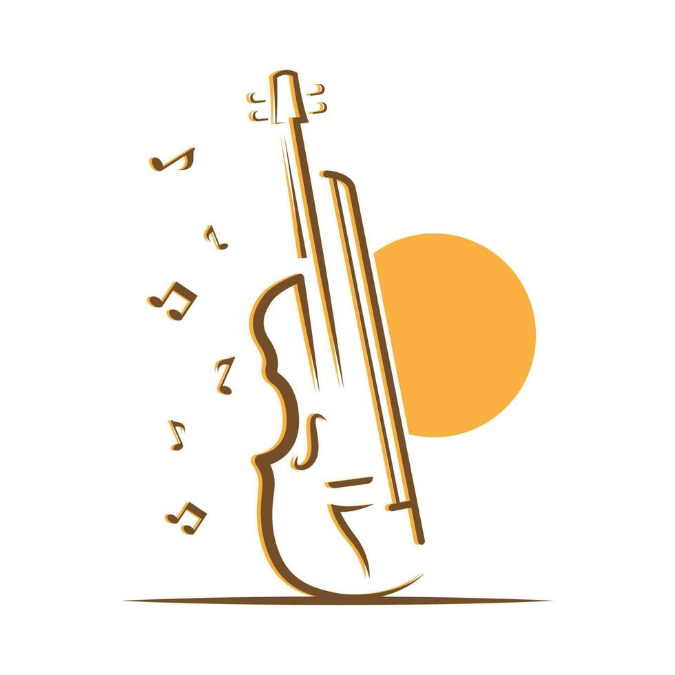Violin Viola Fiddle Cello bass Contrabass music instrument silhouette logo design inspiration vector