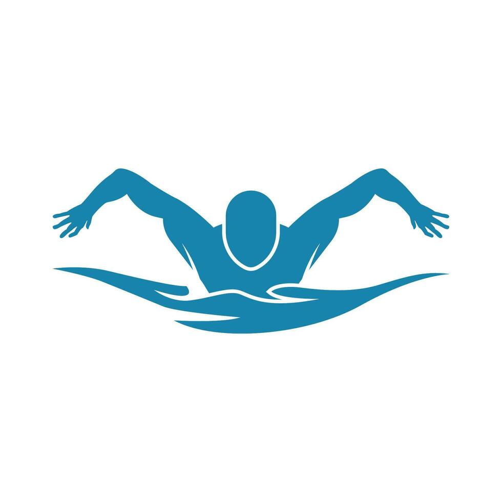 sencillo nadando piscina silueta, nadador atleta en mar Oceano agua ola logo diseño vector