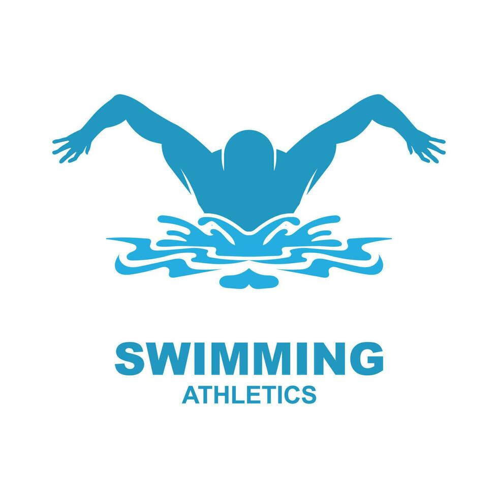 sencillo nadando piscina silueta, nadador atleta en mar Oceano agua ola logo diseño vector