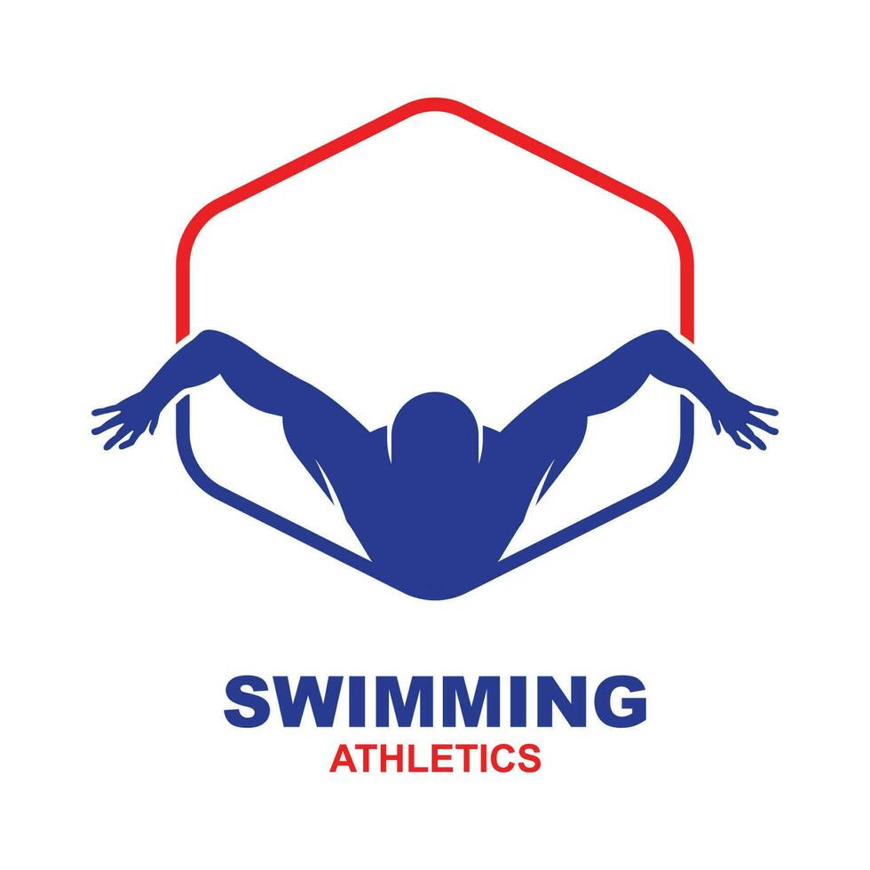 sencillo nadando piscina silueta, nadador atleta en mar Oceano agua ola logo diseño vector